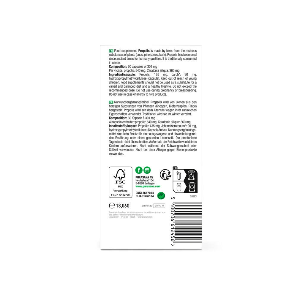 Purasana Propolis 135 Mg 3 Purasana Propolis 135 Mg - Afbeelding 3