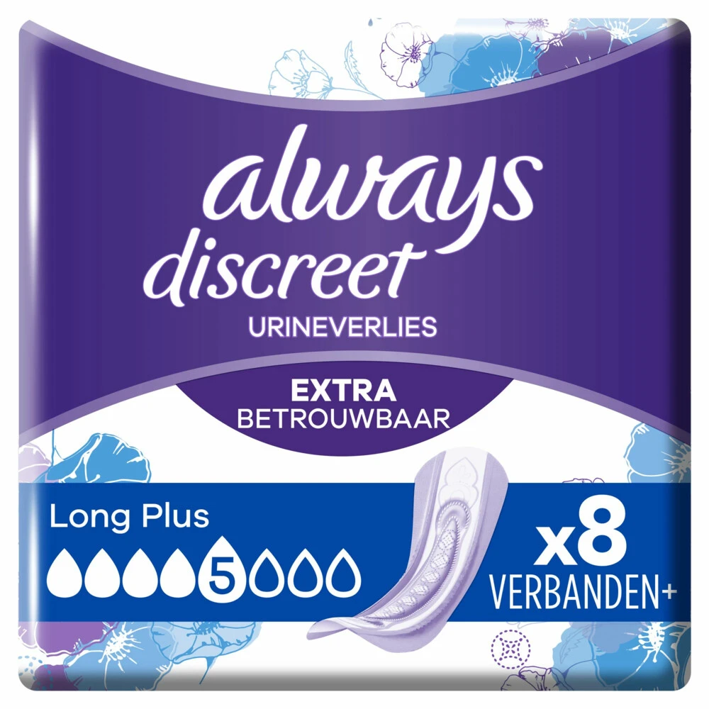 Always® 6x Always Discreet Incontinentieverband Long Plus 1 Always® 6x Always Discreet Incontinentieverband Long Plus